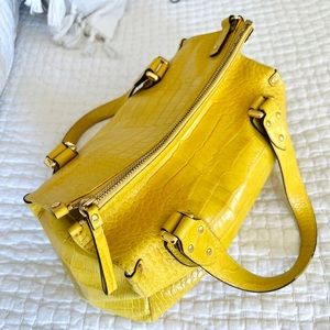 Kate Spade Alligator Embossed Mini-tote Sunflower Yellow Leather Baguette